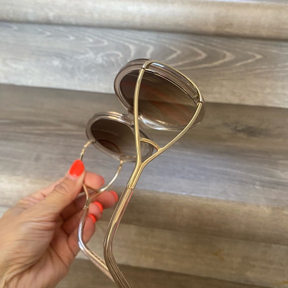 Chloe Gold Frame Sunglasses with Brown Lenses - Picture 4 of 13